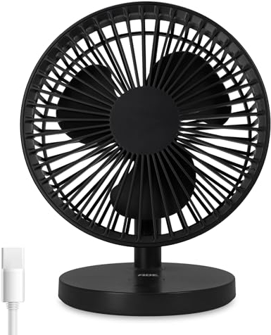 ADE Ventilatore da tavolo USB molto silenzioso | Ventilatore portatile a batteria | 3 livelli di velocità | Batteria autonomia di 7,5 ore | inclinazione di 90° | Leggero e flessibile | bianco