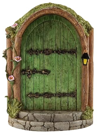 PLUSHCEWT Wooden Fairy Doors, Garden Elf Door Miniature Yard Ornaments, Miniature Fairy Garden Outside Decor Accessories Yard Art Sculpture (A)