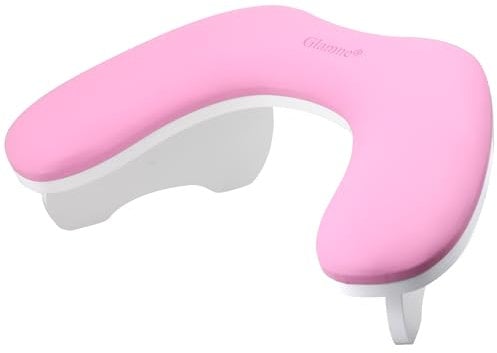 Glamne Arm Rest for Nails Tech, U-shaped Manicure Nail Pillow Hand Rest Microfiber PU Leather Pillow Professional Large Wood Nail Cushion Pink