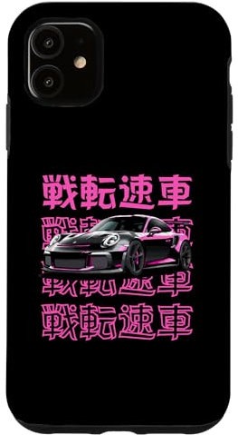 Hülle für iPhone 11 JDM Pink GT3 RS Japanisches Auto, Geschwindigkeit, Rennen, Drift Wörter