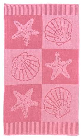Olivia Rocco Jumbo Terry Jacquard Beach Towel Soft Cotton Quick Dry Water Absorbent Towels Great for Swim Spa Travel Yoga Sports Camping Sunbed Cover Bath or Shower, Shells
