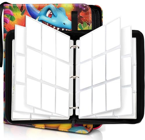 NCKIHRKK Sammelkarten Album, Sammelalbum Groß 50 Seiten 900 Karten Kapazität, Tragbar PU Wasserdicht Kartenhalter Kinder, Kompatibel mit Ninjago Yugioh, Geschenk für Kinder Jungen Mädchen