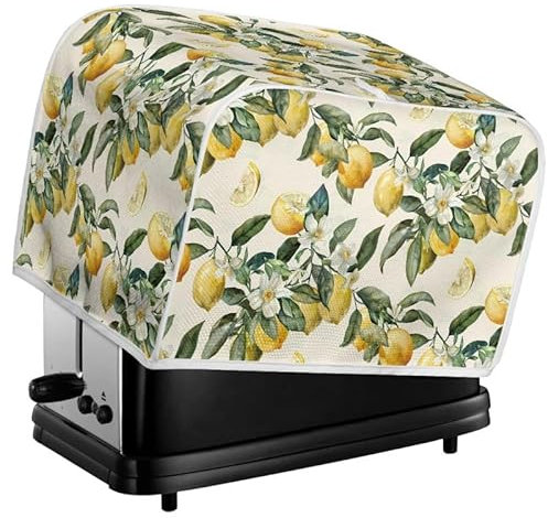 Kuiaobaty Vintage Lemons Toaster Cover for 2 Slice (11.5 x 8 x 8 inches), Fruits Lemon Flowers Machine Washable Toaster Cover with Hook