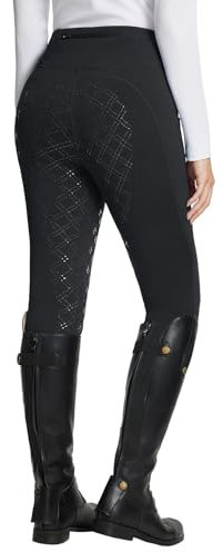 BALEAF Damen Winter-Reithose Fleece-Reithose Vollbesatz Reithose Reißverschluss-Taschen Leggings Schwarz XXL
