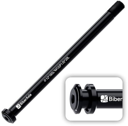 BiberAxle 12mm Steckachsen für Fahrradgabeln und Hinterer Fahrradrahmen, Mountainbike und Rennräder Aluminiumlegierung Naben Adapterachse, (Gewindesteigung: 1.0 mm/Länge: 185mm)