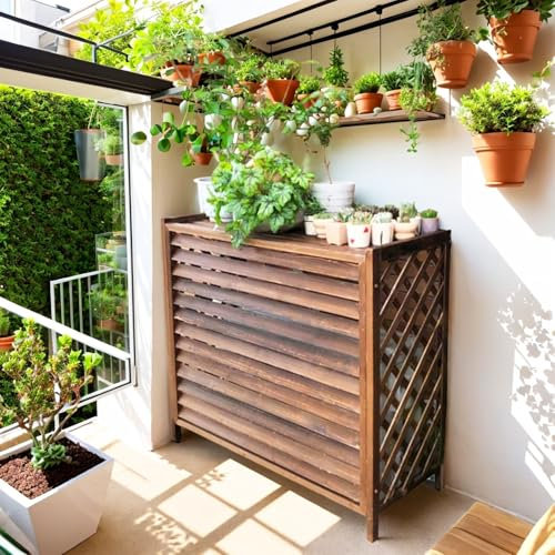 Cubre Aire Acondicionado Exterior Funda Para Aire Acondicionado Balcon Protector Aire Acondicionado Exterior Proteger Del Sol Y La Lluvia Cubierta Aire Acondicionado Exterior Soporte Plantas(100x44x93