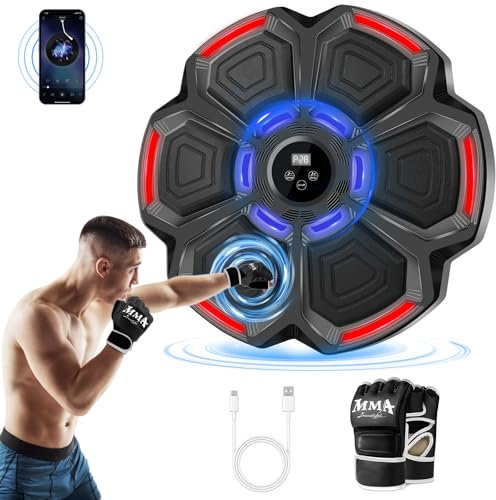 JUOIFIP Music Boxing Machine für Kinder und Erwachsene, Intelligente Bluetooth Boxautomat mit Boxhandschuhen, Wandmontierte Elektronische Boxmaschine mit Musik für Home Fitnessstudio Training Indoor