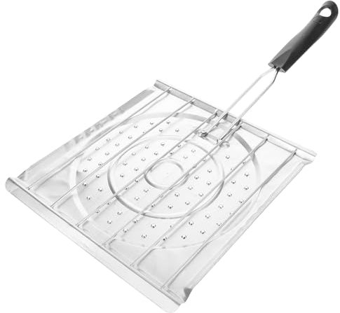GAROZATION Tostadora De Pan De Inoxidable Con Asa Plegable Para Camping Parrilla Multifuncional Para Cocinar Quesadillas y Utensilio De Cocina Para Exteriores Color Plateado
