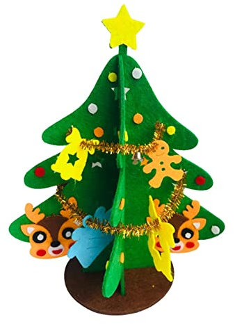 Albero di Natale in feltro – Kit per albero di Natale in feltro fai da te, artigianato decorativo non tessuto per bambini, Babbo Natale/alce