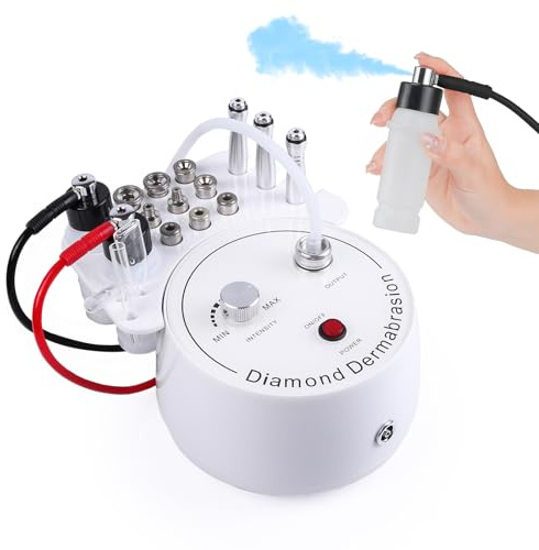 Máquina de microdermoabrasión de diamante Máquina de dermoabrasión profesional 3 en 1 para pelado facial Removedor de espinillas Levantamiento facial con botellas de spray (todo blanco)