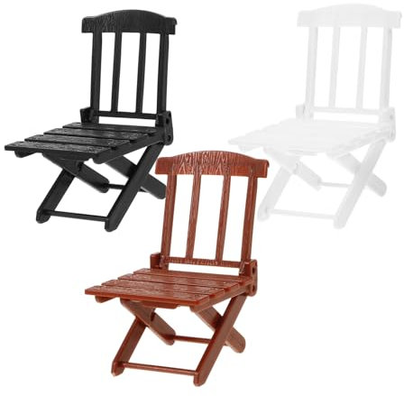 ORFOFE Lot De 3 Mini Chaises De Plage Miniatures pour Maison De Poupée Ensemble De Chaises De Salon Miniatures Noir Marron