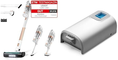 Levoit Akku Staubsauger mit Anti-Haar-Verwicklung, Rosagolden, max 50Min Laufzeit, 4 in 1 Kabelloser Akkusauger für Hartboden, Teppich, Auto, Tierhaare, LVAC 200 + Ersatzakku