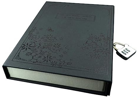 SHINEOFI Elegant Hard Cover Note Pad Code Lock Diary Journal Notebook 144 Sheets 175x235mm Black for Writing Sketches and Photos