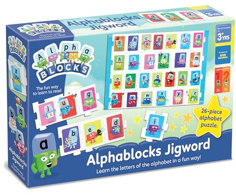 ALPHABLOCKS - AN26 - Jigword, Rainbow Multicolor | Aesthetic Interactive ABC Word Building Jigsaw Activity for Toddlers, Preschool Nursery School. Clever Educational Fan Gifts.