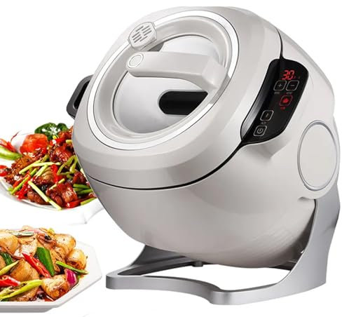 guoyjmm Tragbarer Wok-Kocher, 2000 W, 6 l, automatische Kochmaschine, DREI Geschwindigkeitsstufen einstellbar, 360 ° automatische Drehung, zum Wok-Braten, Schmoren