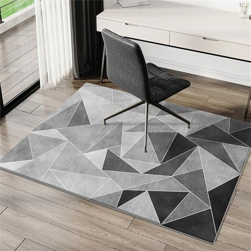 Highdi Tapis Chaise de Bureau Insonorisation, Tapis Chaise Gaming Antidérapant Facile à Nettoyer Géométrie Grise, Protection de Sols Durs, Bois de Sol, Carrelage pour Bureau (Géométrique,60x90cm)