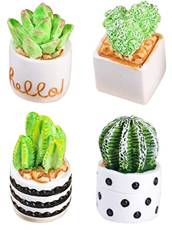 JUMPLAWN 4pezzi Piante Cactus Artificiali in Vaso Mini Cactus Finte Con Vasi Bonsai Artificiali Decorazione e Facile Da Curare