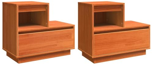 vidaXL Bedside Cabinet 2 pcs Wax Brown 60 x 34 x 51 cm Engineered Wood, Compact Bedroom Storage, Rustic Nightstand with Drawers, Functional Side Table, Engineered Wood Essential for Rooms