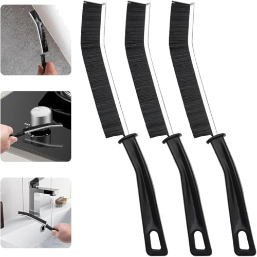 3 Stück Eckenreinigungsbürste,Fugenbürste,Spaltreinigungsbürste, Fugenreinigungsbürste,Fugenbürste Bad,Reinigungsbürste für Fliesenböden Küche Badezimmer. (3 Stück Hartborsten Eckenreinigungsbürste)