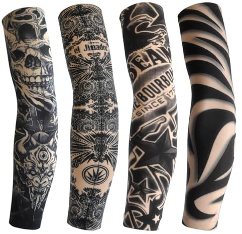 LAKPYN 4 Pezzi tatuaggi universali per carnevalisti, punk, tatuaggi finti, accessori punk, travestimenti da uomo