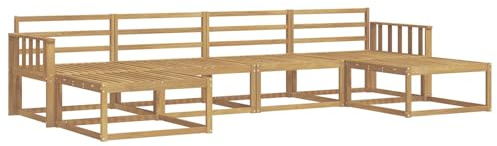 vidaXL Outdoor-Sofagarnitur 6 pcs Weiß Massivholz Akazie, Moderne Akazien-Gartenmöbel, wetterfester Sofa-Set, stylische Sitzgelegenheit für Terrasse und Pool