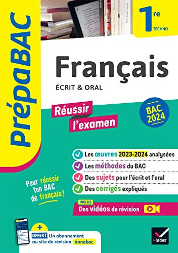 Prépabac Français 1re technologique - Bac de français 2024 (écrit & oral): avec les oeuvres au programme 2023-2024