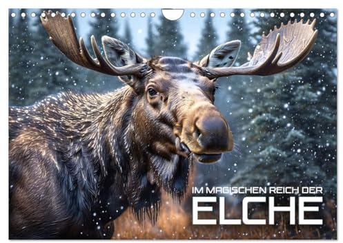 Im magischen Reich der Elche (Wandkalender 2025 DIN A4 quer), CALVENDO Monatskalender: Die majestätischen Wesen der nördlichen Wälder, aufgespürt mit künstlicher Intelligenz (CALVENDO Tiere)
