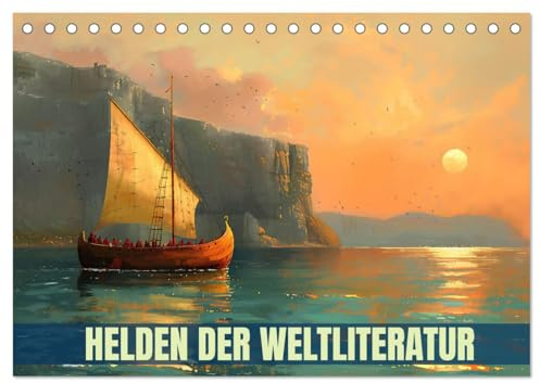 Helden der Weltliteratur (Tischkalender 2026 DIN A5 quer), CALVENDO Monatskalender: Der Kalender enthält 12 Illustrationen zu klassischen Werken der Weltliteratur (CALVENDO Kunst)