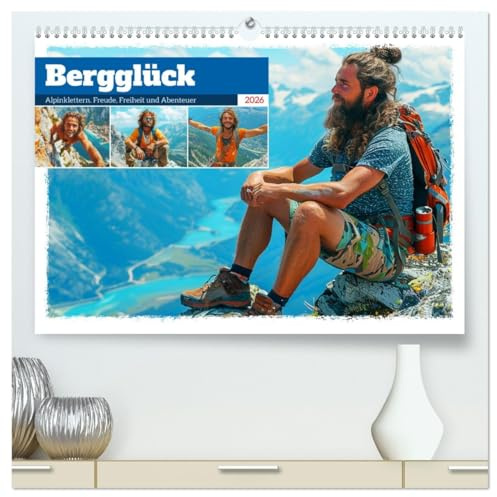 Bergglück. Alpinklettern. Freude, Freiheit und Abenteuer (hochwertiger Premium Wandkalender 2026 DIN A2 quer), Kunstdruck in Hochglanz: Die Schönheit ... Herausforderungen erleben (CALVENDO Hobbys)