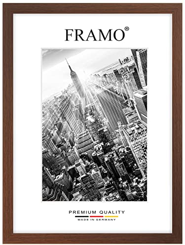 FRAMO Holz Bilderrahmen 70 x 100 cm nach Maß - Wenge Braun | Größe wählbar | inkl. entspiegeltes Acrylglas | Rahmen für Puzzle | Foto | Poster