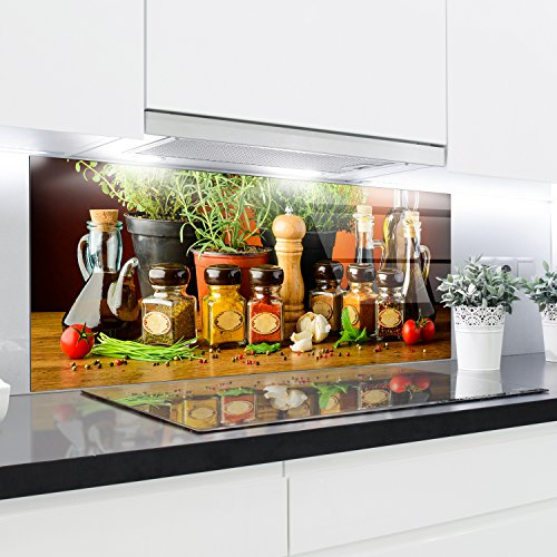 Crédence en verre trempé résistant à la chaleur Renforcé Décoratif 125 x 50 cm 4 mm d'épaisseur Idéal derrière cuisinière à gaz en céramique et à induction Facile à nettoyer et à suspendre