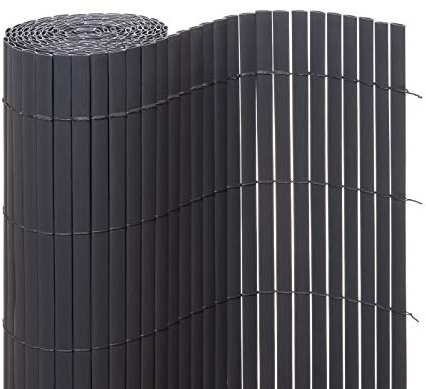 Ventanara® Sichtschutzmatte PVC Sichtschutzzaun Sichtschutz Windschutz für Garten Balkon Terrasse (140 x 400 cm, Grau)