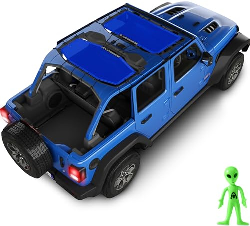 ALIEN SUNSHADE Jeep Wrangler 4 Puertas JLU 2 Piezas Delantero y Trasero de Malla Superior Combo 2018 carrocería (Azul)