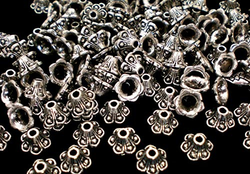 30 Perlenkappen Hütchen Farbe antiksilber Kappen 9x6mm für 8mm Perlen #S166