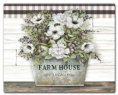 CounterArt Vintage Farmhouse 3mm Tempered Glass Cutting Board Serving Board Charcuterie Board 12 x 15