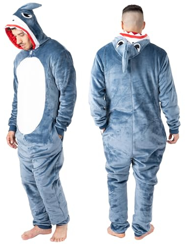 NOROZE Unisex Halloween Costume | Skeleton and Shark Onesie Costume | All In One Fleece Jumpsuit Pyjamas Loungewear Sleepwear | Halloween Adult