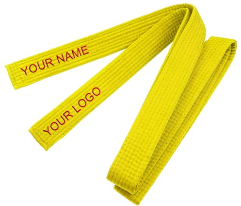 TOPTIE Custom Embroidered Karate Belt, Martial Arts TaeKwonDo Judo Rank Belt-Yellow-Size 4