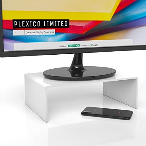 Plexico Acrylic Monitor Riser Monitor Stand Computer Screen Riser (White)