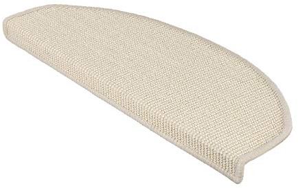 Floordirekt Sisal Stufenmatten innen 1 Stück halbrund, Treppenstufen Matten für Holztreppen, antirutsch Treppenteppich Selbsklebennd und Allergikerfreundlich (Elfenbein, 56 x19 cm)