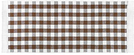 Küchenläufer Braun Kariert 50 x 135 cm aus 100% Baumwolle • Küchenläufer waschbar und robust • Teppich für Küche, Flur, Wohnzimmer - Indoor und Outdoor