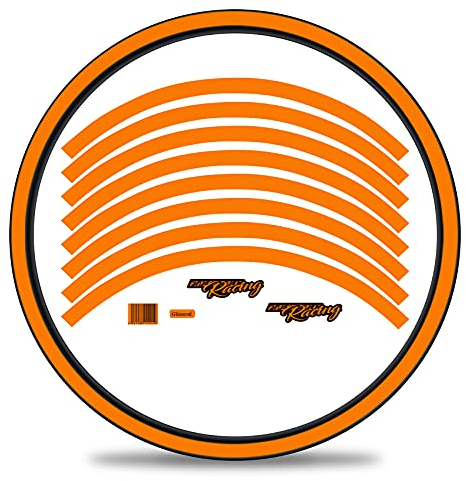 16-teiliges Set Felgenrandaufkleber Sticker für Fahrrad Felgen im Classic Design Komplett Set für 27 29 für Ebike Rennrad Mountainbike MTB Laufrad RX036 (Neon Orange, Glanz)