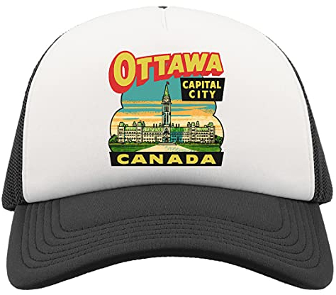 Ottawa Capital City Canada Retro Style Poster Half Mesh Trucker Cap Baseball Hat Snapback Black