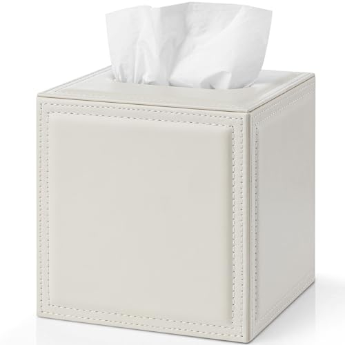 Vlando Kosmetiktücherbox Groß mit Deckel, Tissue Box Faux-Leder, Taschentuchbox Feuchttücherspender für Papiertücher, Taschentücher in Restaurant, Hotel, Büro, Auto, Haushalt