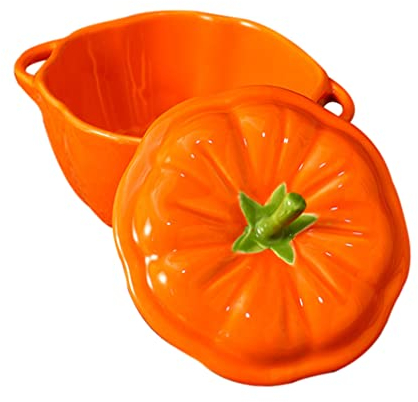 Zucca Cocotte Forno: Ceramica Zucca Zuppa Zuppiera con coperchio Raccolta Cucina Dessert Ciotola Stockpot Per Il Ringraziamento Natale Cena Tavolo Centrotavola Arancione