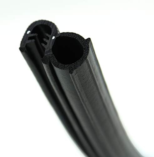 SMI-Dichtungsprofil DS31 für 2-4mm EPDM Moosgummi/Vollgummi mit Stahleinlage selbstklemmend ohne Kleber - Kantenschutz mit Dichtung seitlich, Kantenschutzdichtprofil für Auto, Kofferraum (1 m)