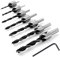 Mesee 7 Pieces HSS Countersink Drill Bit Set 3mm 4mm 5mm 6mm 7mm 8mm 10mm High Speed Steel Counter Sink Bits Carpentry Chamfer Reamer Woodworking Chamfering Tool