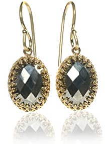 Zierliche Pyrit Kristall Ohrringe - Ovale Baumelnden Naturstein Ohrringe, Mode Ohrringe, Alltag Ohrringe - Komplizierte Gold Ohrringe mit Schmuck-Box - Wählen Sie Ihr Material