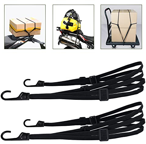 2 Pièces Tendeurs Elastique avec Crochets, étendeur vélo, Sangle élastique Moto, Sangle Bagage, Sangle de Casque, Tendeurs Elastique Noir, Sangle Moto etc (90 cm, 2 Pièces)