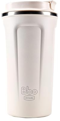 Irisana - Termo de Café - 450 ml - Blanco - 9,5 x 9,5 x 18 cm - Acero Inoxidable 304 - Taza Original para Regalar - Vaso para Llevar Bebidas Calientes