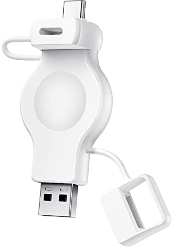 NEWDERY Cargador inalámbrico portátil para Apple Watch, Cargador magnético iWatch USB-A y USB-C de Carga rápida sin Cables de Viaje para Apple Watch Series 7 SE 6 5 4 3 2 1